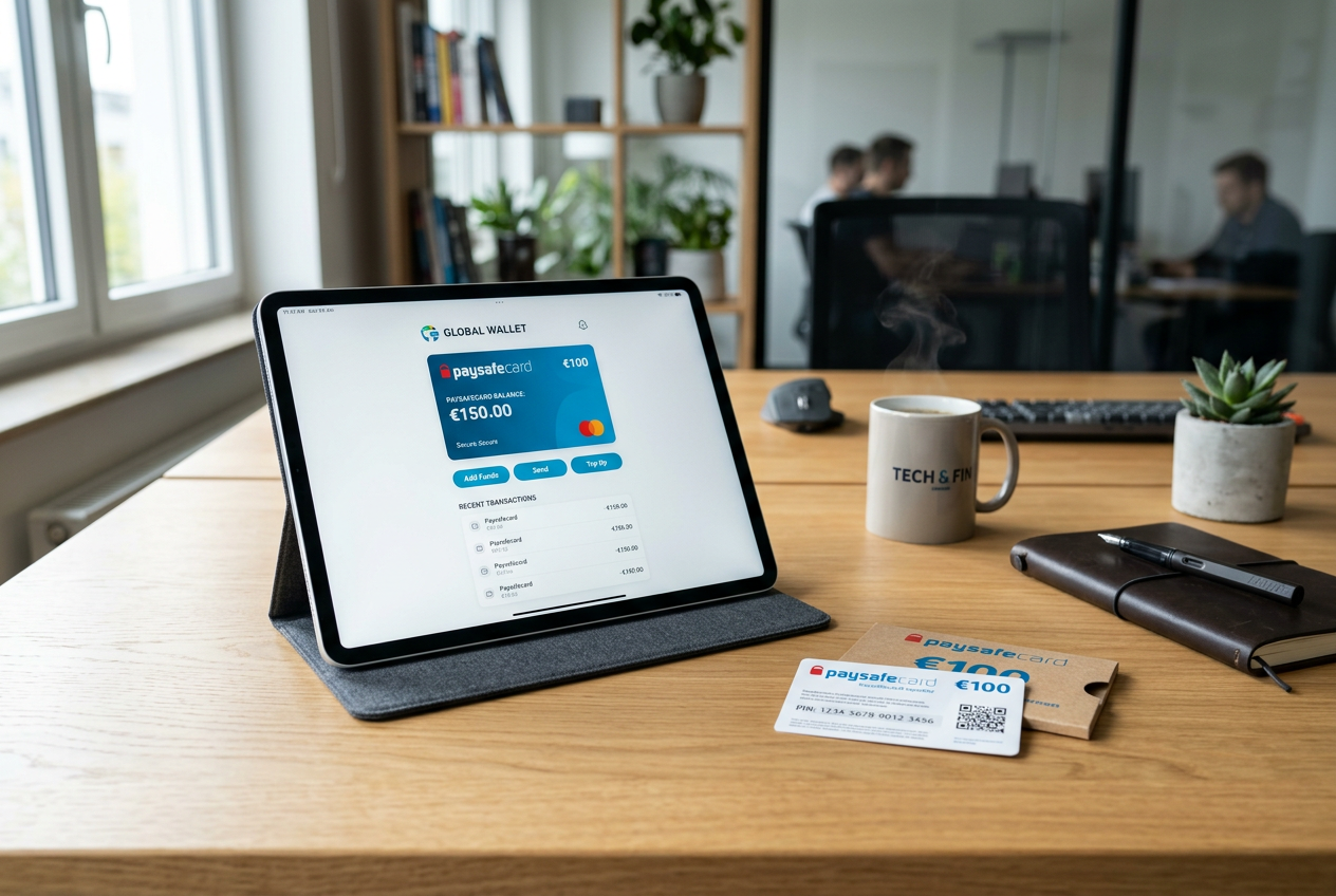 Illustration of how Paysafecard works for online payments.